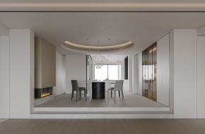 現(xiàn)代奶油風三居室餐廳裝修效果圖