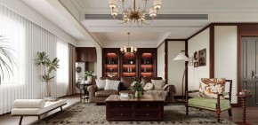 現(xiàn)代中式三居室客廳裝修效果圖