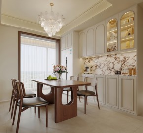 復(fù)古奶油風(fēng)三居室餐廳裝修效果圖