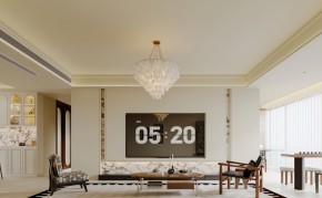 復(fù)古奶油風(fēng)三居室客廳裝修效果圖