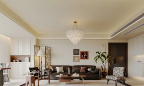 復(fù)古奶油風(fēng)三居室客廳裝修效果圖
