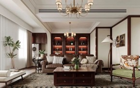 復(fù)古美式三居室客廳裝修效果圖