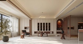 中古風三居室客廳裝修效果圖