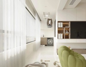 現(xiàn)代奶油風(fēng)三居室陽臺裝修效果圖