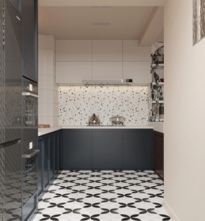 法式中古風三居室廚房裝修效果圖