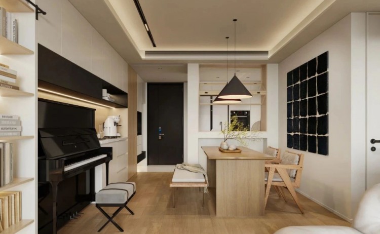 現(xiàn)代原木風三居室餐廳裝修效果圖