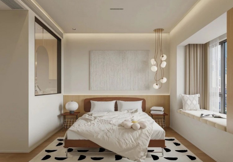 現(xiàn)代原木風三居室臥室裝修效果圖