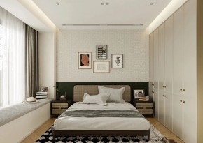 現(xiàn)代中古風(fēng)三居室臥室裝修效果圖