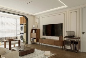 現(xiàn)代中古風(fēng)三居室客廳裝修效果圖