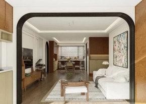 現(xiàn)代中古風(fēng)三居室客廳裝修效果圖