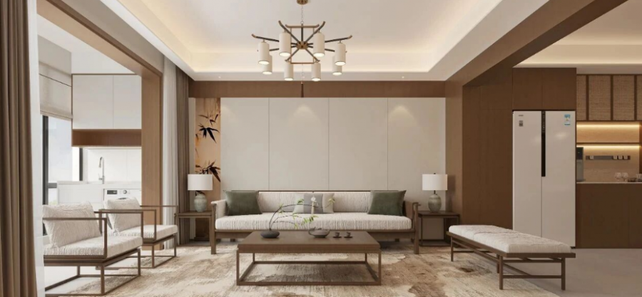 新中式三居室客廳裝修效果圖