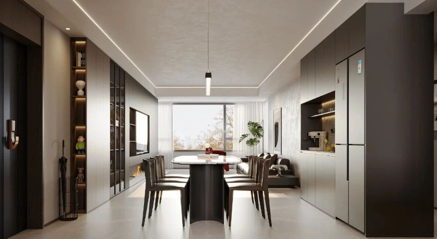 現(xiàn)代簡約三居室餐廳裝修效果圖