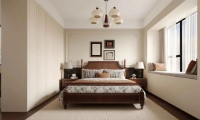 復(fù)古美式三居室臥室裝修效果圖