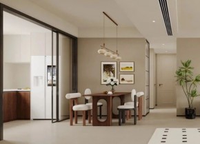 中古風三居室餐廳裝修效果圖