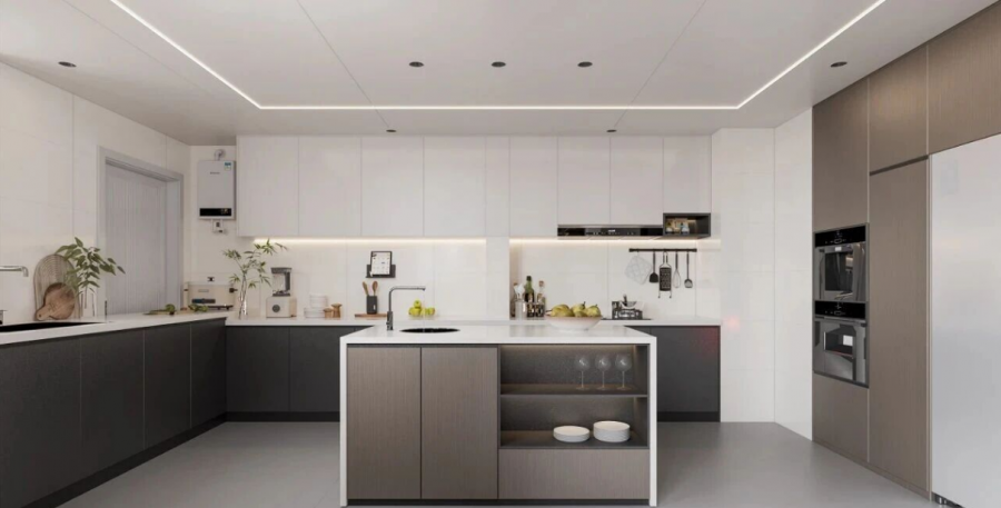 現(xiàn)代簡約三居室廚房裝修效果圖