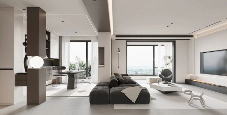 現(xiàn)代簡(jiǎn)約三居室客廳裝修效果圖