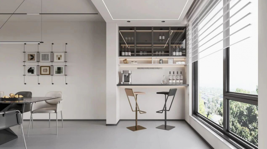 現(xiàn)代簡約三居室陽臺(tái)裝修效果圖