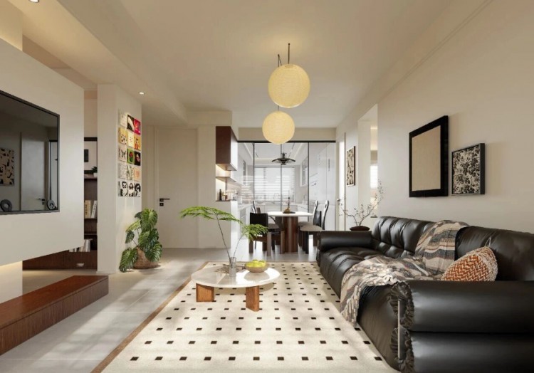 中古風(fēng)三居室客廳裝修效果圖