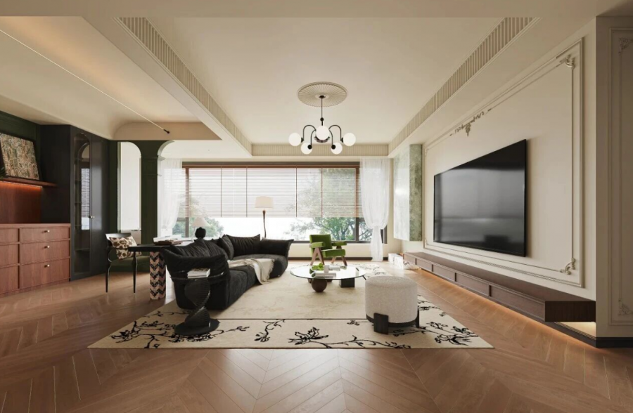 法式中古三居室客廳裝修效果圖