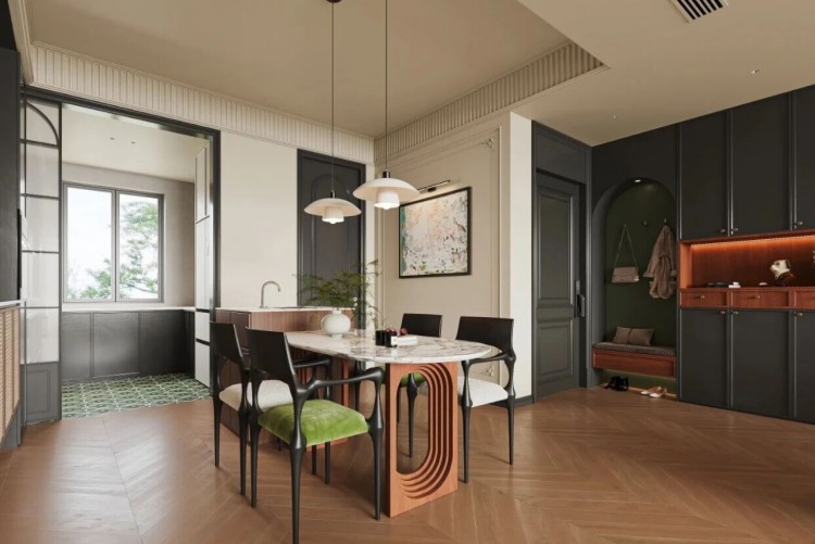 法式中古三居室餐廳裝修效果圖