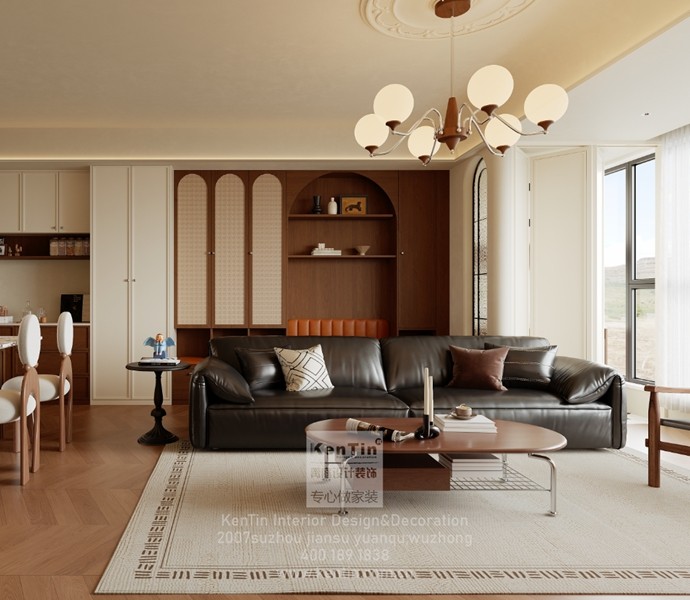 泓悅府疊墅法式中古客廳裝修效果圖