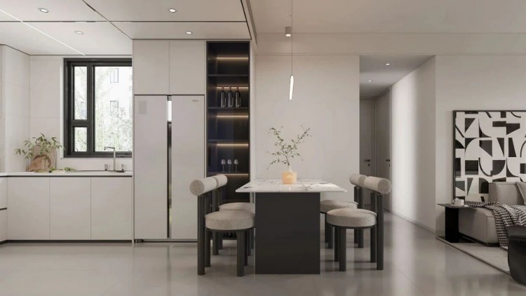 現(xiàn)代簡約復式別墅餐廳裝修效果圖