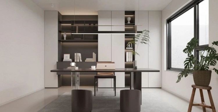 現(xiàn)代簡約復(fù)式別墅書房裝修效果圖