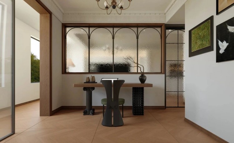 法式復(fù)古三居室書(shū)房裝修效果圖