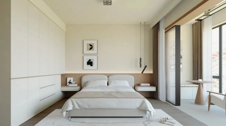 原木風(fēng)三居室臥室裝修效果圖